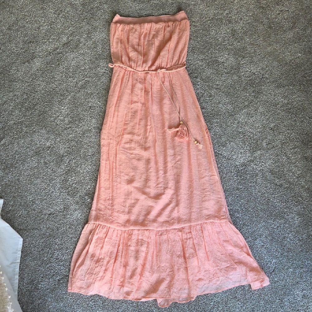 Strapless Peach Maxi Dress